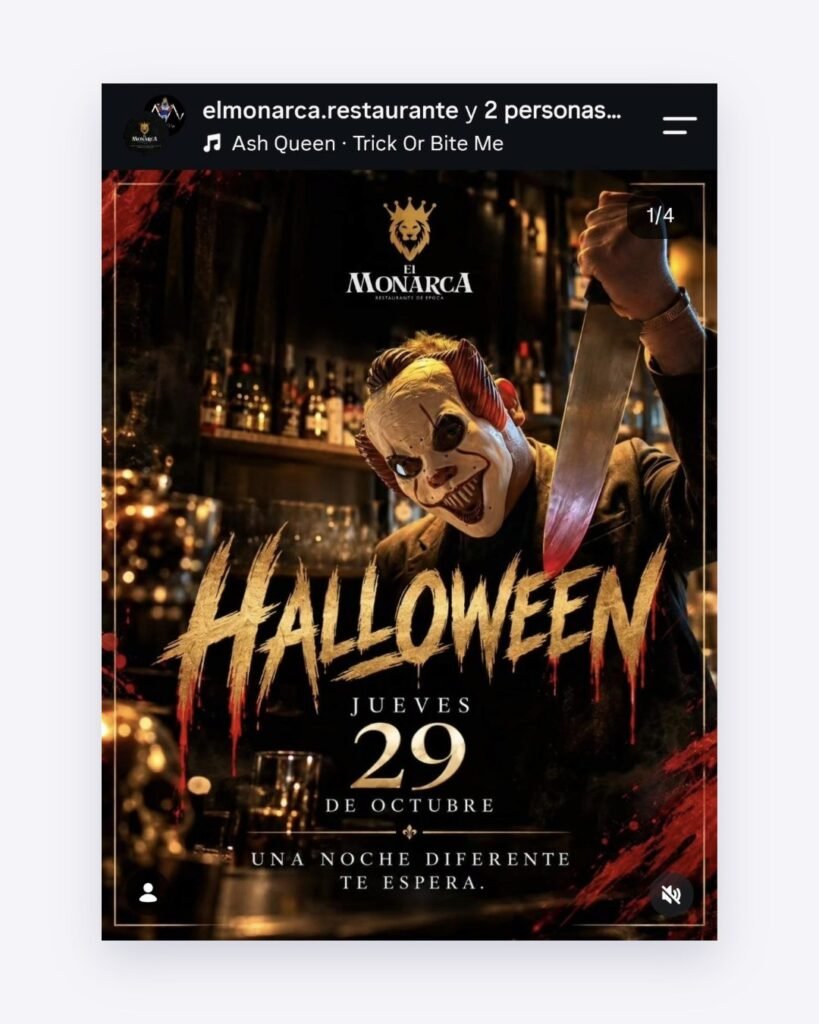 El Monarca: publicación de Halloween en Instagram